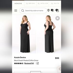 NWT Azazie Denice|Black Chiffon Dress|Size A16